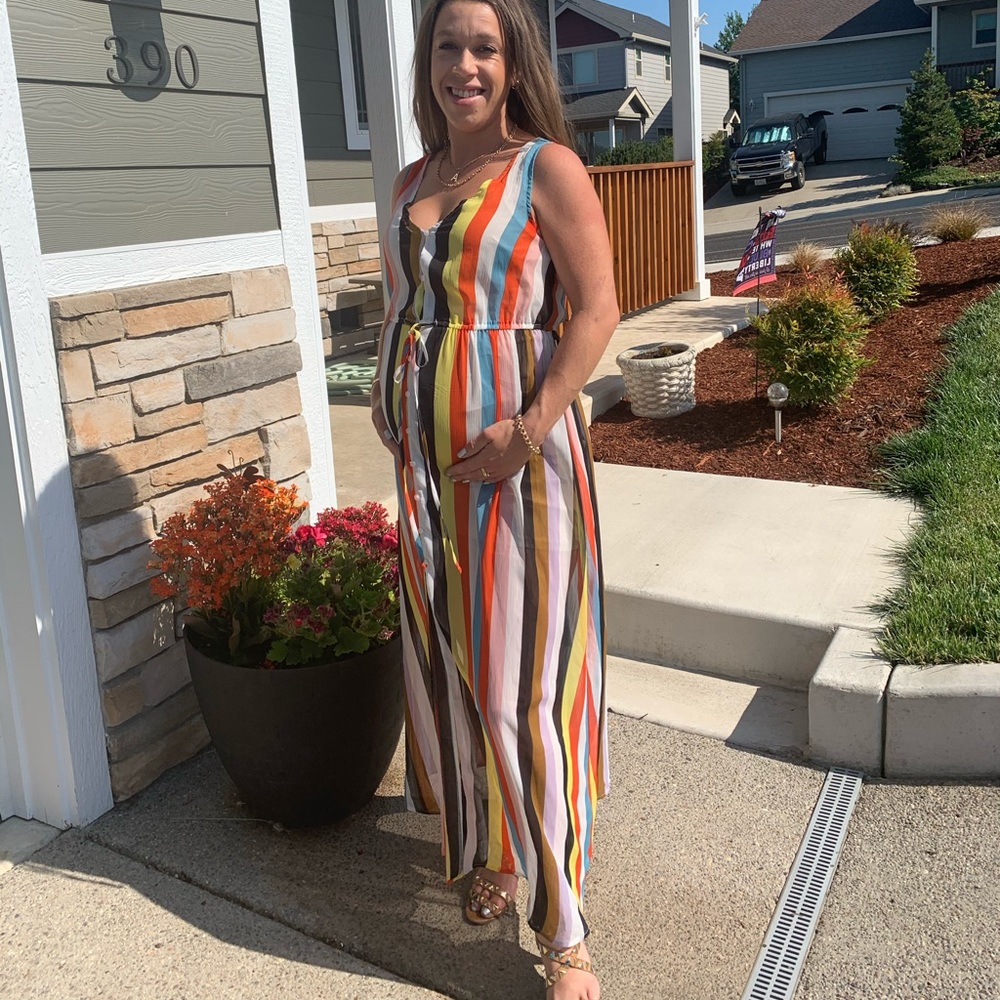 Boho Multicolor Striped Maxi Dress Women’s Size Small Festival Sheer Dress